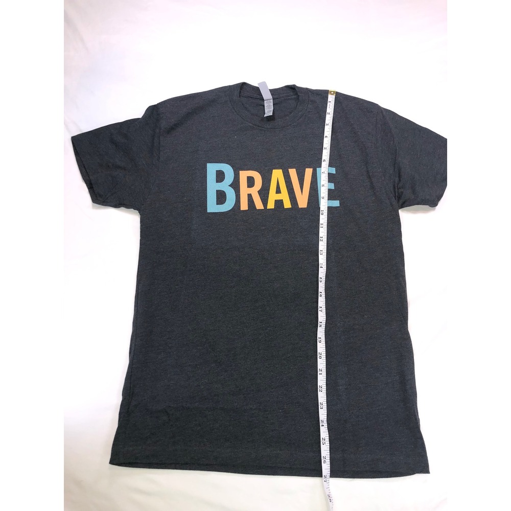 Brave Graphic T-Shirt Charcoal Heather Grey Short Sleeve Crewneck Mens Small - Picture 4 of 9
